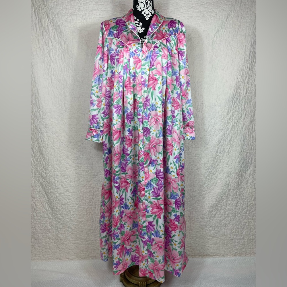 🔥Vtg Christian Dior Loungewear ILGWU Floral Bloomcore Grandma Praire Nightgown